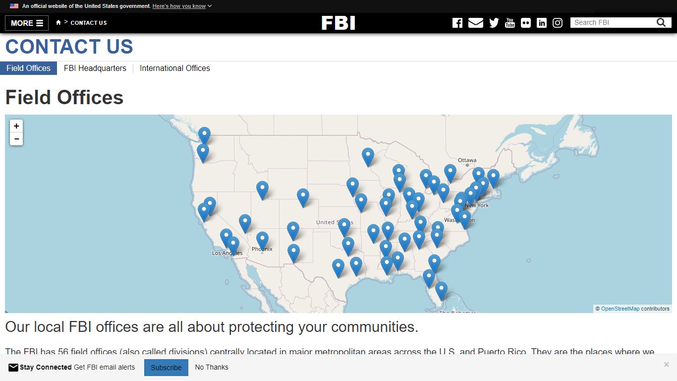 Field Offices — FBI - Federal Bureau of Investigation