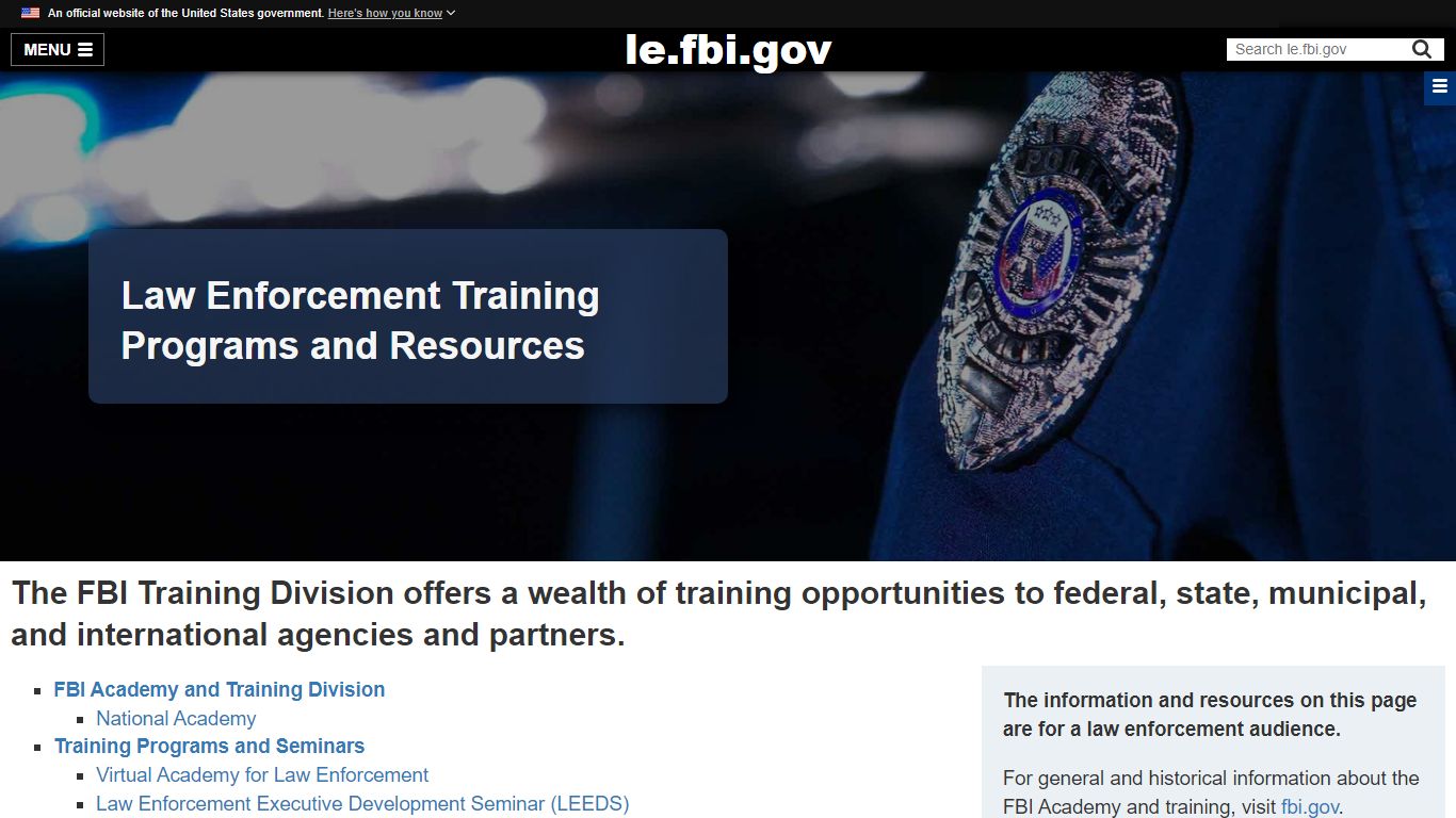 Training Resources — LE - Law Enforcement