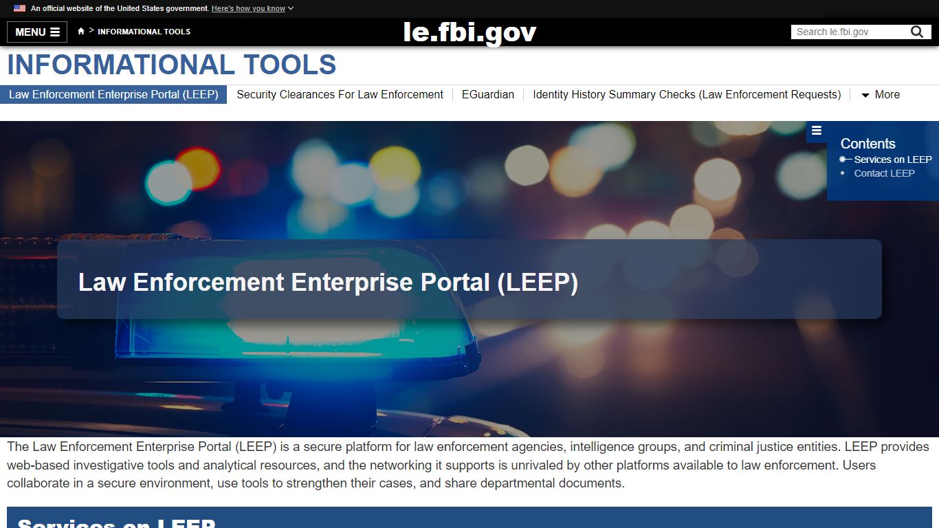 Law Enforcement Enterprise Portal (LEEP) — LE